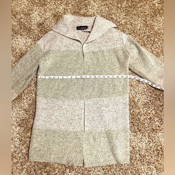 Creation Cardigan Sweater Wool Blend Size M Long Knitted Striped Fall Winter - Picture 3 of 8